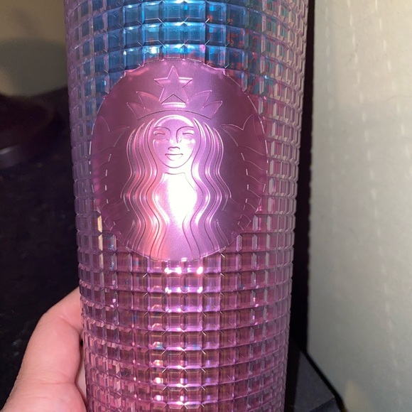 Starbucks Summer 2021 Pink Blue Grid Cup Lid Straw 24 oz - Picture 3 of 5